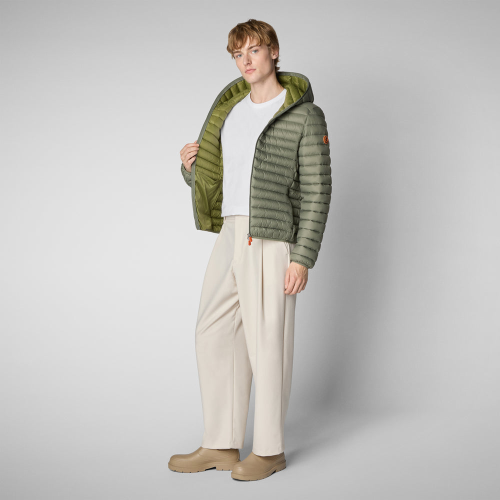 Save the duck PIUMINO ANIMAL FREE CON CAPPUCCIO UOMO DONALD VERDE PALUDE Nuovo