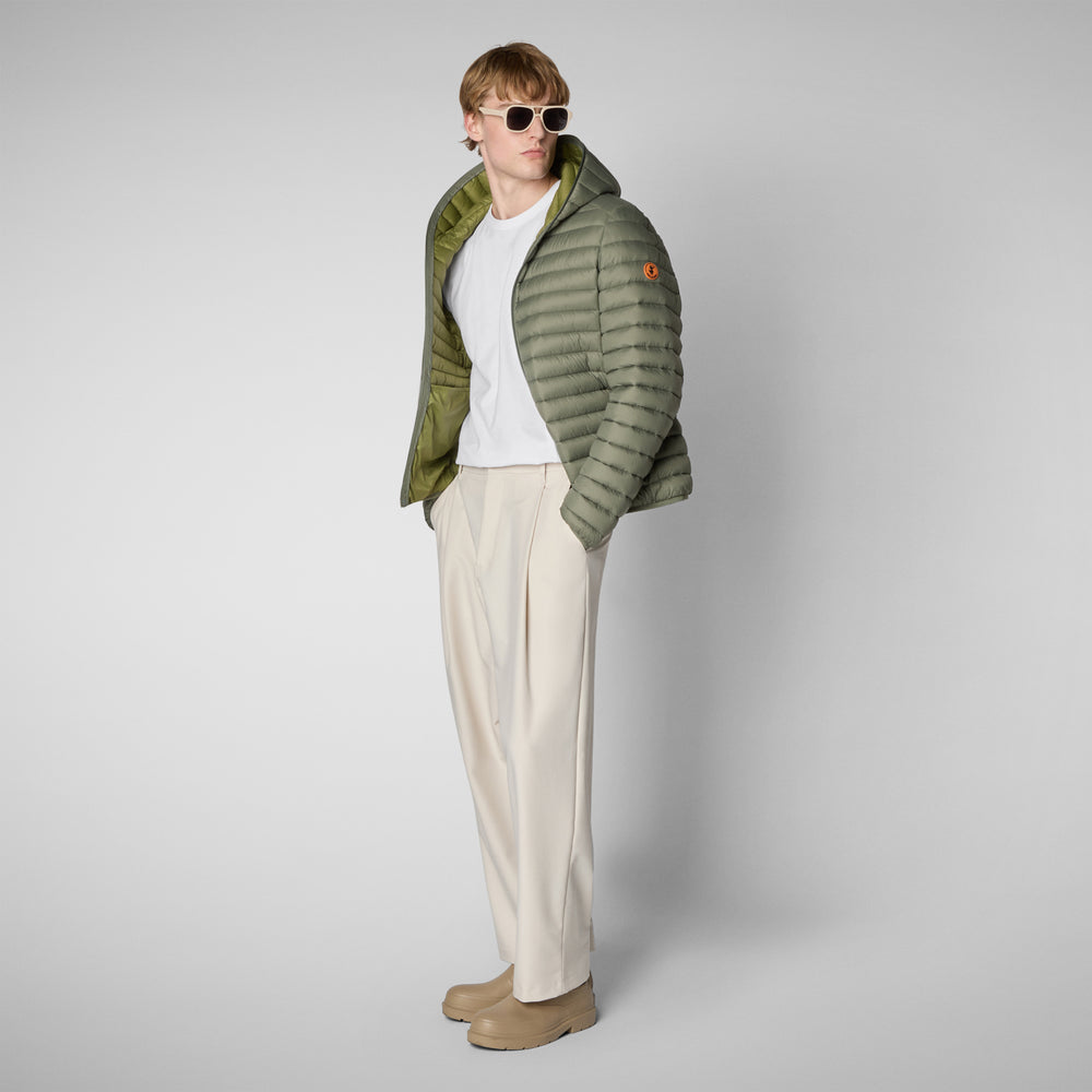 Save the duck PIUMINO ANIMAL FREE CON CAPPUCCIO UOMO DONALD VERDE PALUDE Nuovo