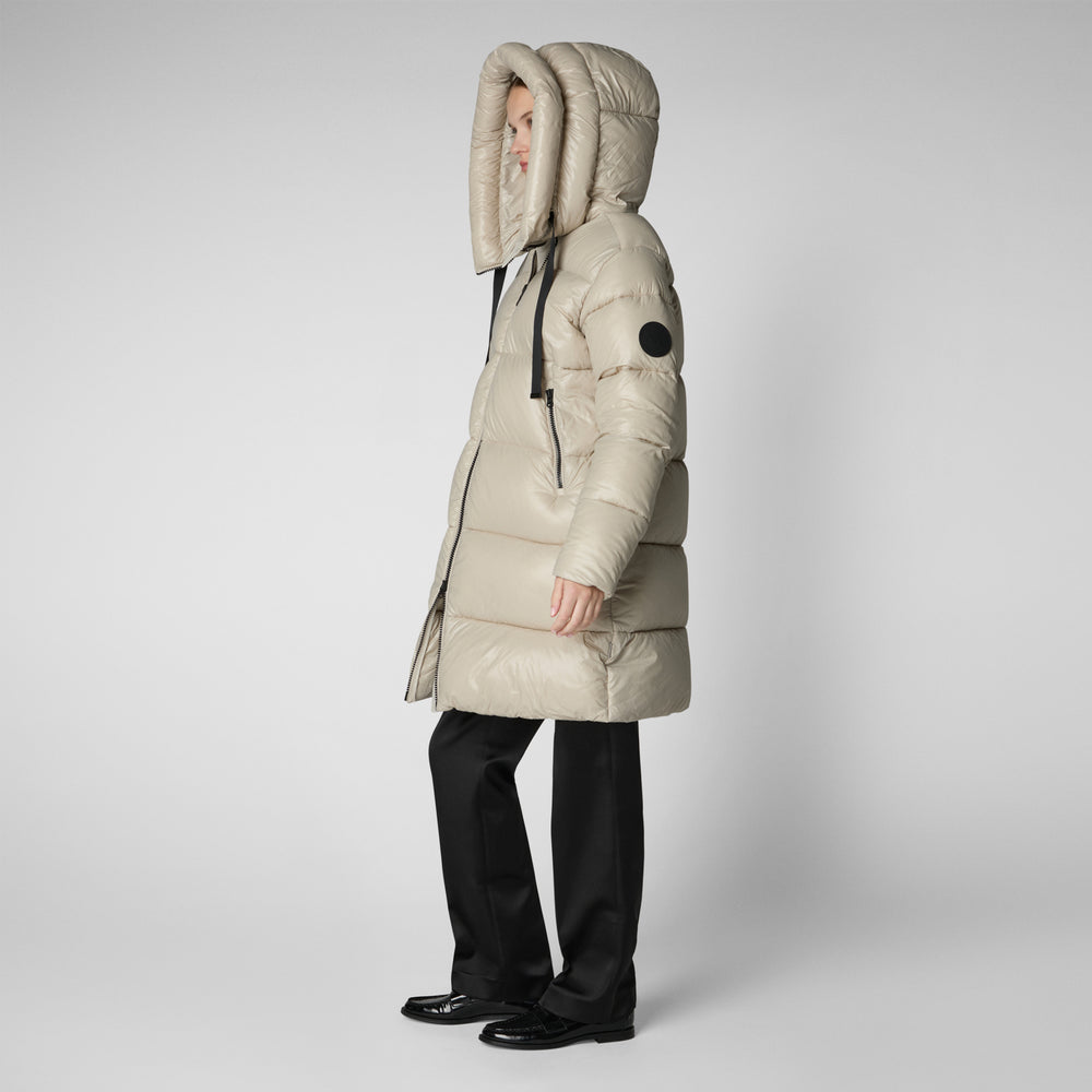 Save the duck PIUMINO ANIMAL FREE CON CAPPUCCIO DONNA ISABEL RAINY BEIGE Sconto