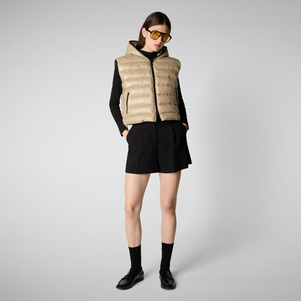 Save the duck GILET CON CAPPUCCIO DONNA ROMINA BEIGE Economico