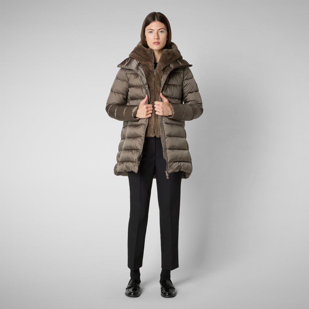 Save the duck PIUMINO ANIMAL FREE CON CAPPUCCIO DONNA MATILDA GRIGIO FANGO Offerte