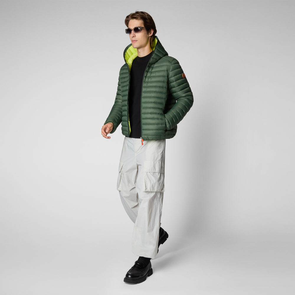 Save the duck PIUMINO ANIMAL FREE CON CAPPUCCIO UOMO DONALD VERDE TIMO Promozione