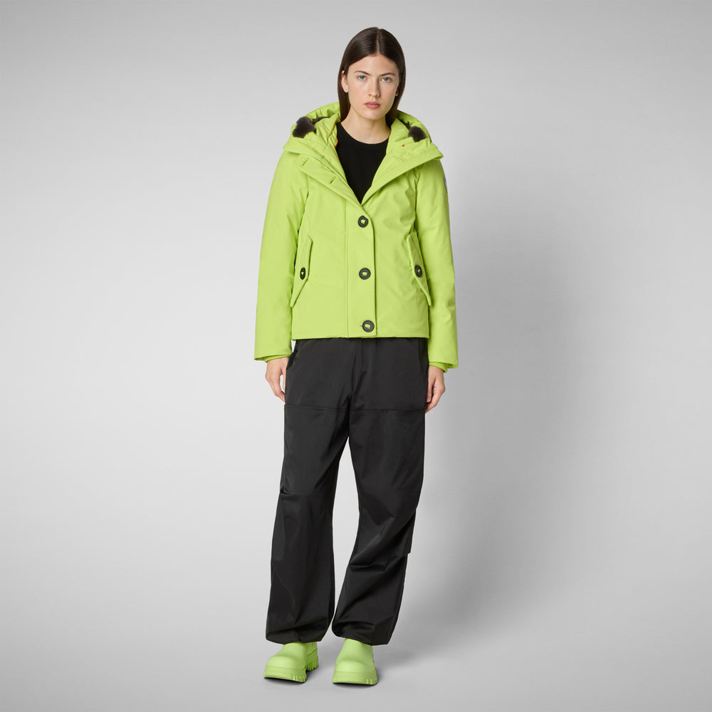 Save the duck PARKA DONNA CON CAPPUCCIO SHANON VERDE LIME Hotsell
