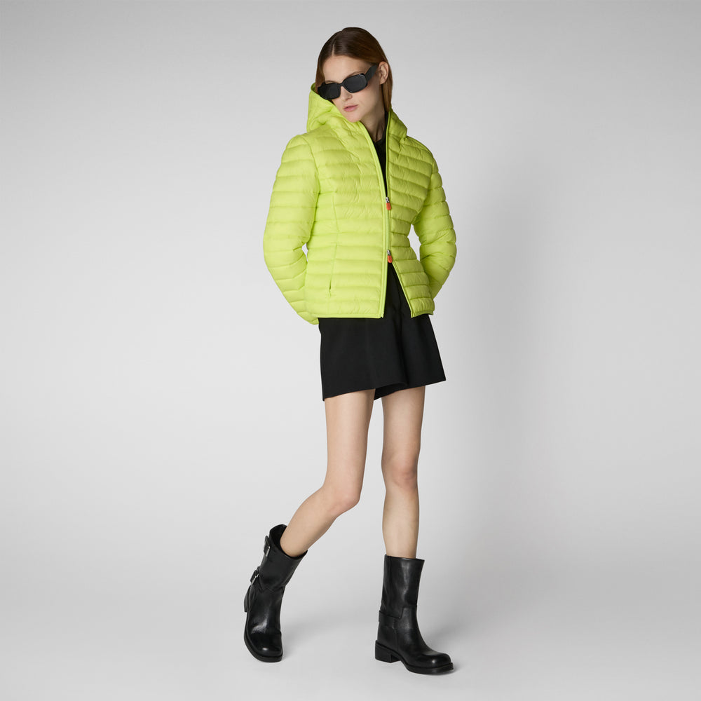 Save the duck PIUMINO ANIMAL FREE CON CAPPUCCIO DONNA DAISY VERDE LIME Saldi Di Fabbrica