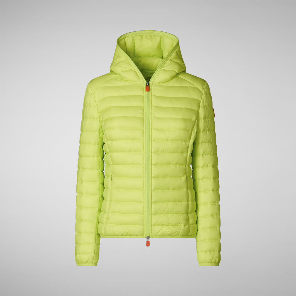 Save the duck PIUMINO ANIMAL FREE CON CAPPUCCIO DONNA DAISY VERDE LIME Saldi Di Fabbrica