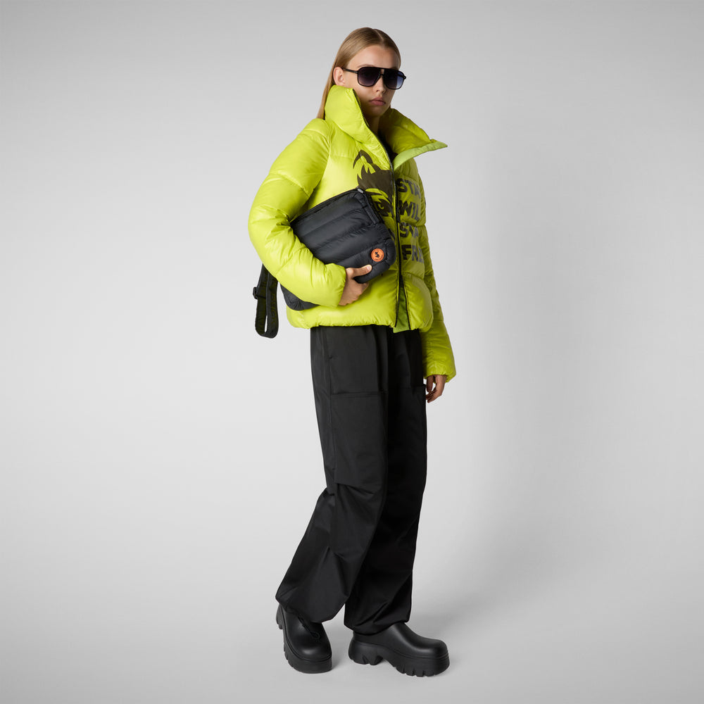 Save the duck GIACCA DONNA IVY VERDE LIME WOLF PRINT In Saldo