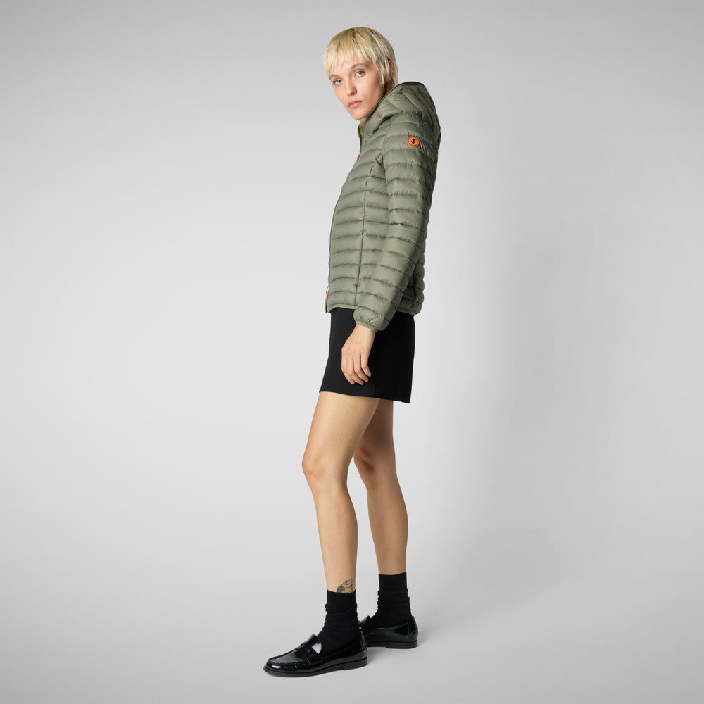 Save the duck PIUMINO ANIMAL FREE CON CAPPUCCIO DONNA DAISY VERDE LIME Moda