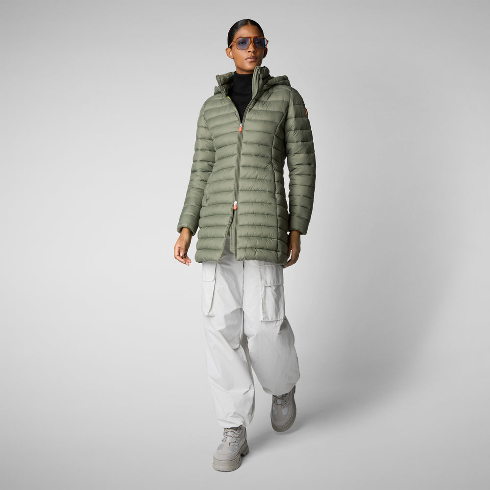 Save the duck PIUMINO ANIMAL FREE CON CAPPUCCIO DONNA CAROL VERDE PALUDE 2025