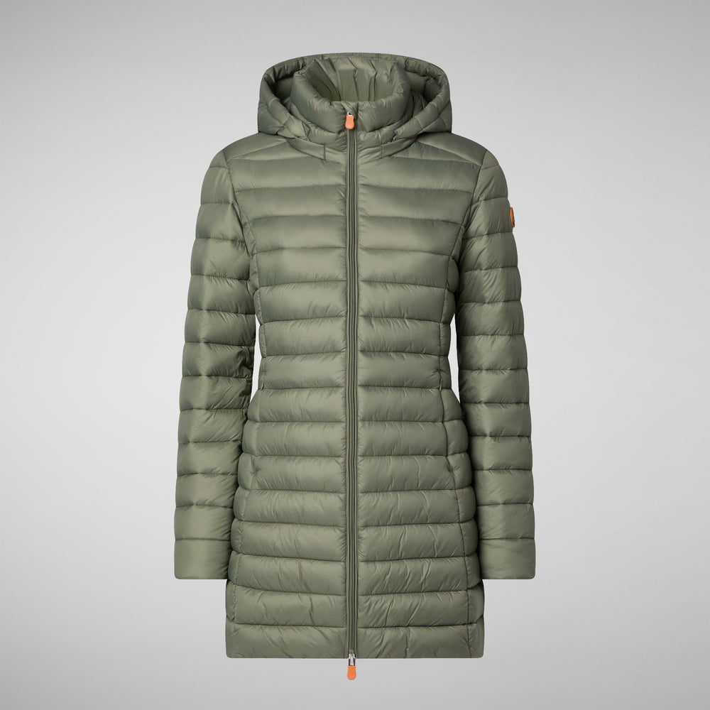 Save the duck PIUMINO ANIMAL FREE CON CAPPUCCIO DONNA CAROL VERDE PALUDE 2025