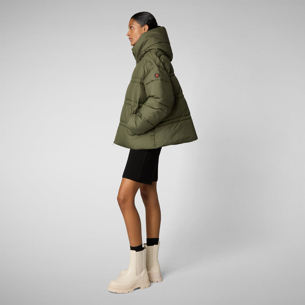 Save the duck PIUMINO ANIMAL FREE CON CAPPUCCIO DONNA KERI VERDE FORESTA 2025