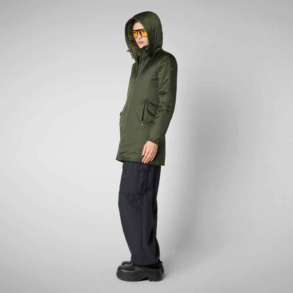 Save the duck CAPPOTTO CON CAPPUCCIO RHIA PINE GREEN In Linea