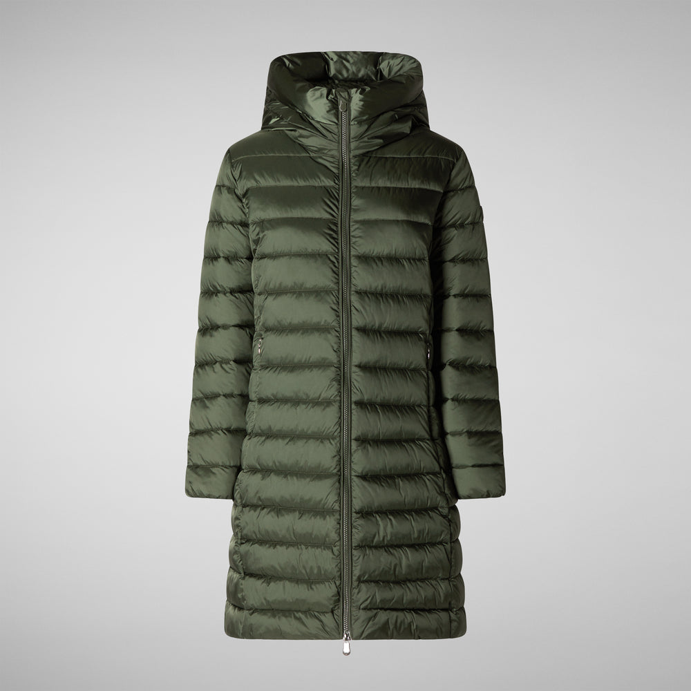 Save the duck PIUMINO ANIMAL FREE CON CAPPUCCIO DONNA SAFFRON VERDE TIMO Nuovo