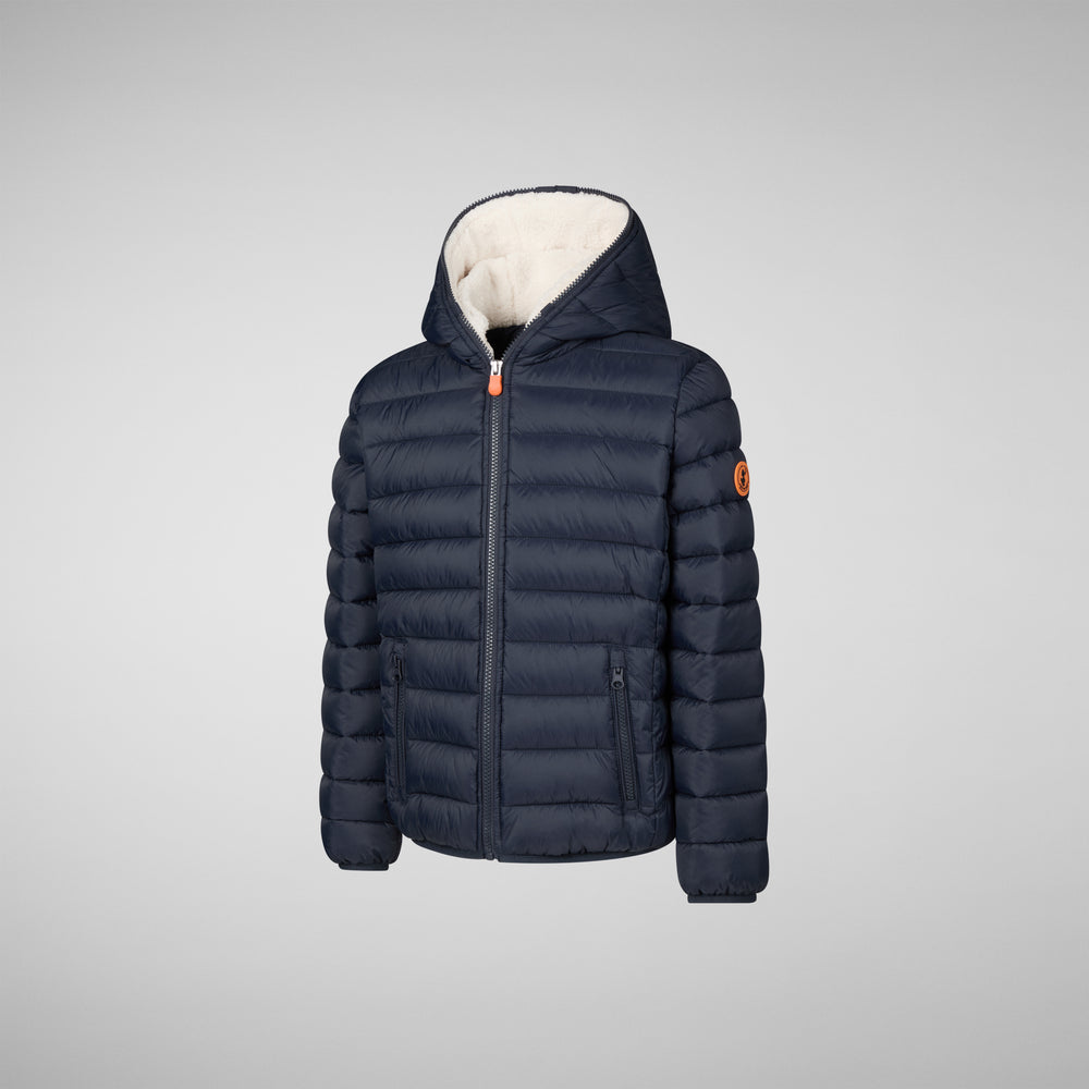 Save the duck PIUMINO ANIMAL FREE BAMBINO BLU FINNEGAN BLU NERO Consegna Veloce