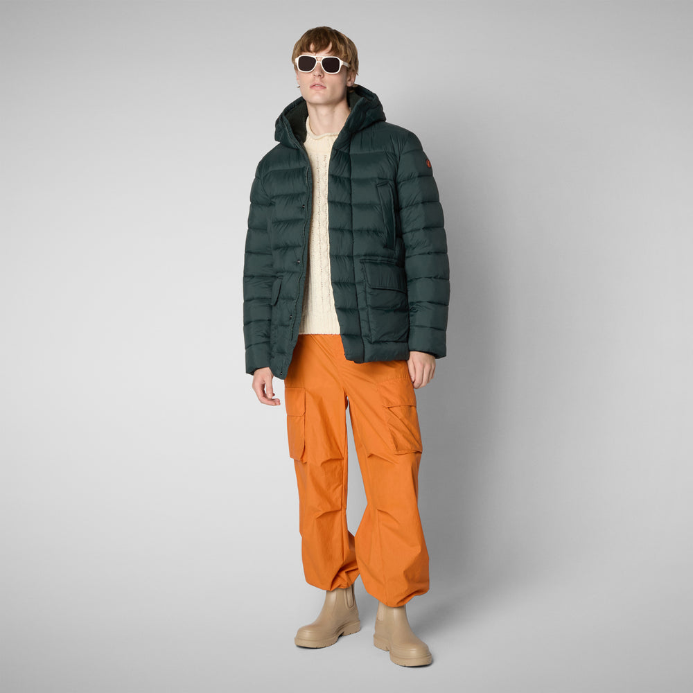 Save the duck PIUMINO ANIMAL FREE CON CAPPUCCIO UOMO LYLE VERDE NERO Affare Del Giorno