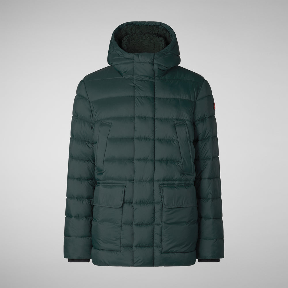 Save the duck PIUMINO ANIMAL FREE CON CAPPUCCIO UOMO LYLE VERDE NERO Affare Del Giorno