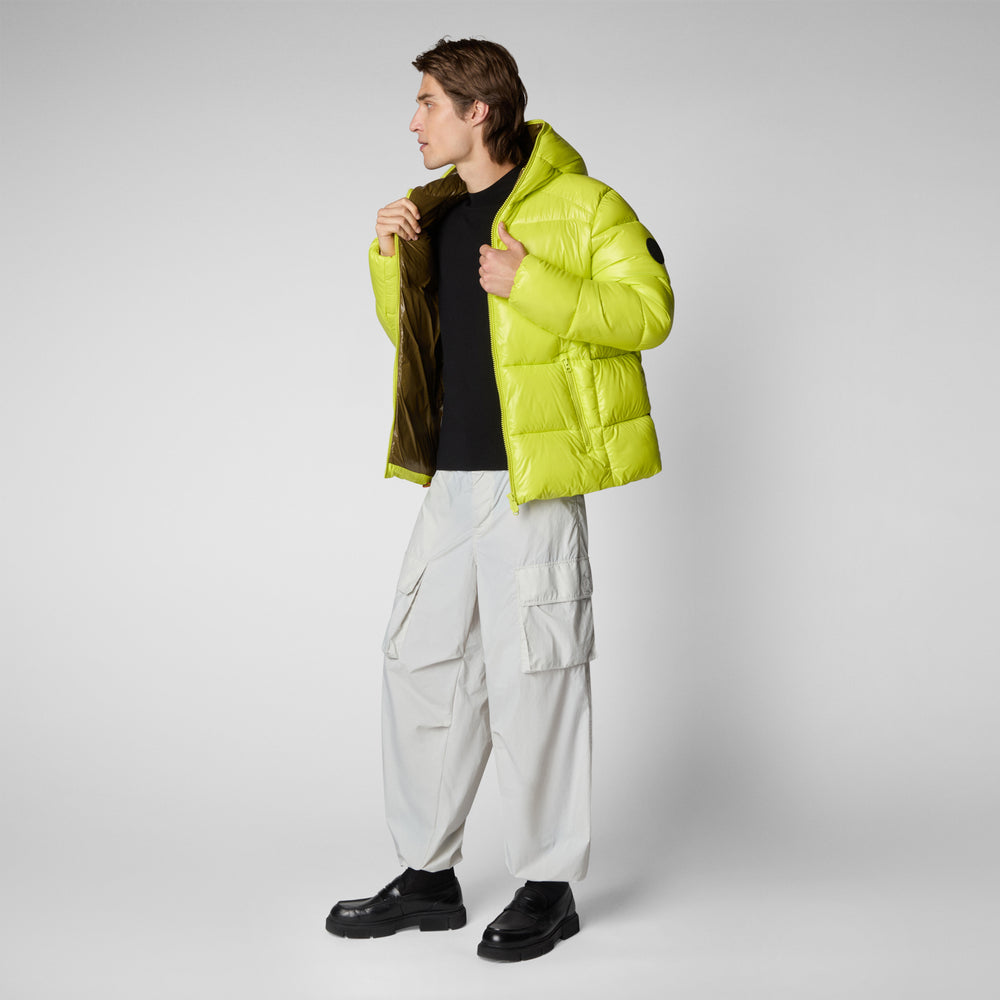 Save the duck PIUMINO ANIMAL FREE CON CAPPUCCIO UOMO EDGARD VERDE LIME Offerta
