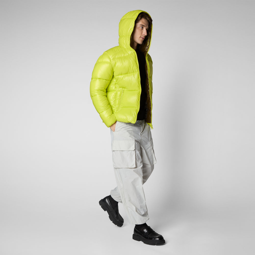 Save the duck PIUMINO ANIMAL FREE CON CAPPUCCIO UOMO EDGARD VERDE LIME Offerta