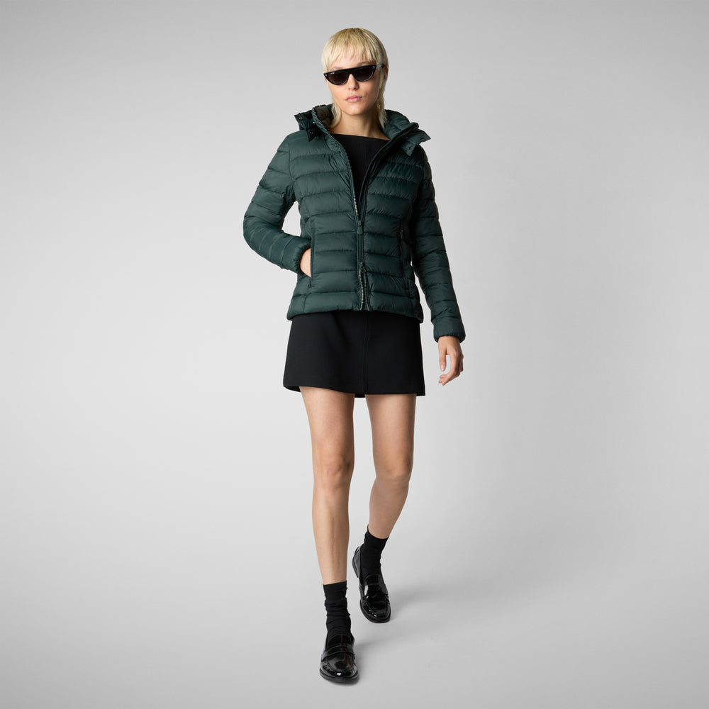Save the duck PIUMINO ANIMAL FREE CON CAPPUCCIO DONNA AMELIE VERDE NERO Italia
