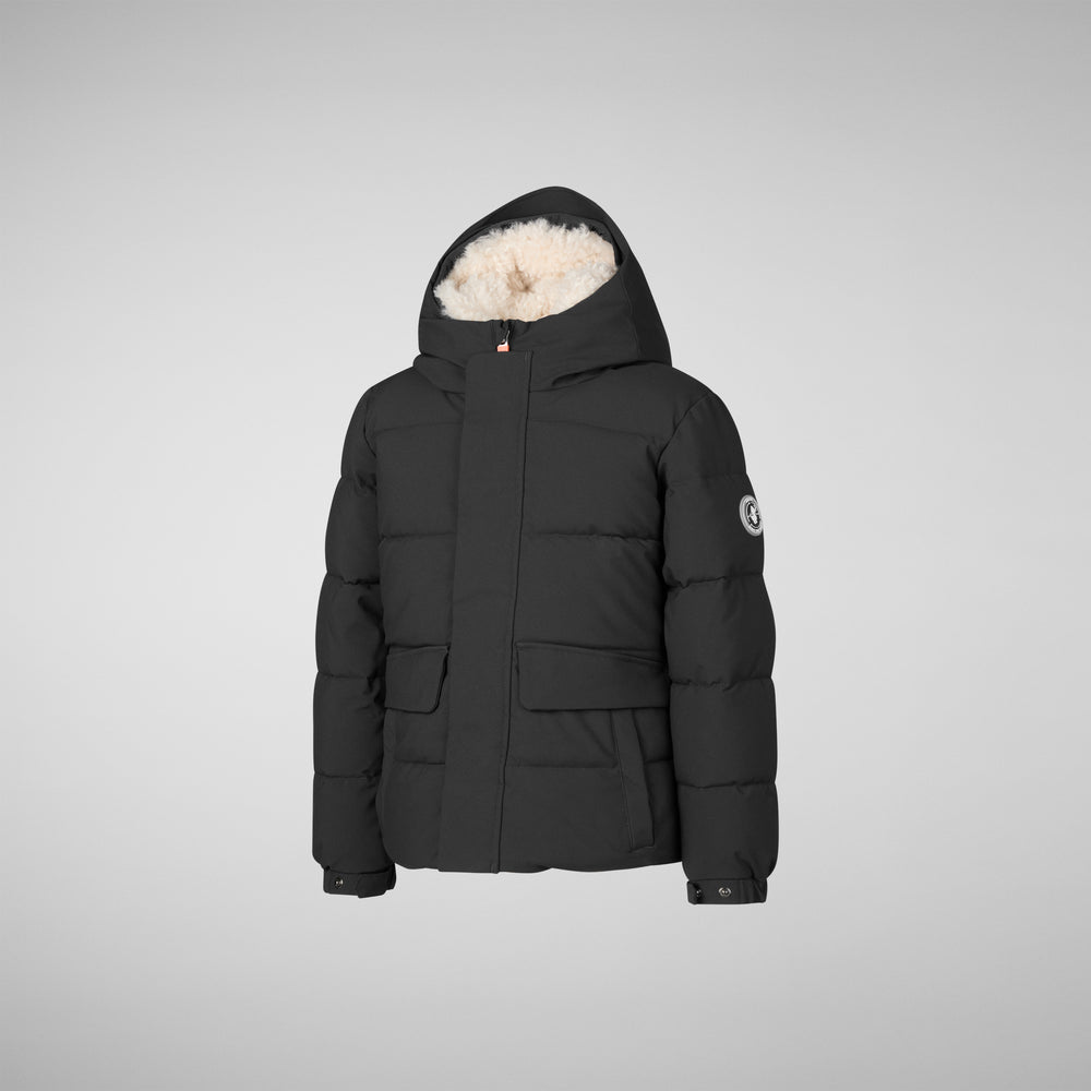 Save the duck PARKA CON CAPPUCCIO BAMBINO KLAUS NERO Nuovo