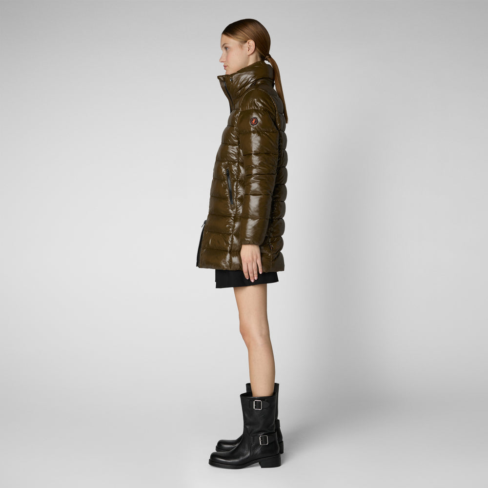 Save the duck PIUMINO ANIMAL FREE CON CAPPUCCIO DONNA MARJORIE VERDE MILITARE Pezzi Unici