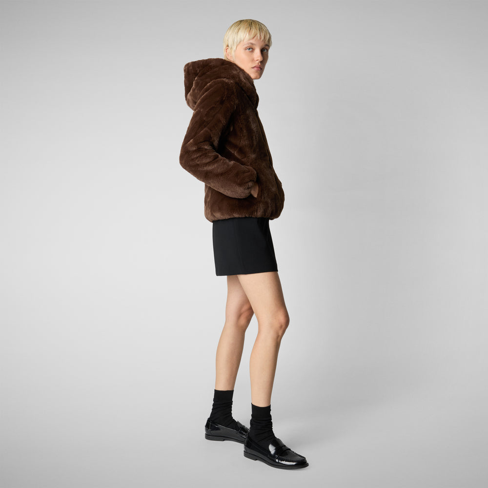 Save the duck GIACCA CON CAPPUCCIO DONNA LAILA MARRONE Soddisfazione Garantita
