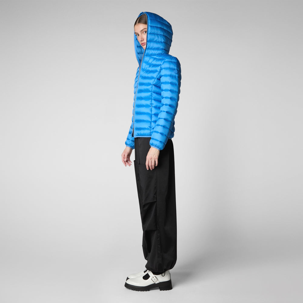 Save the duck PIUMINO ANIMAL FREE CON CAPPUCCIO DONNA ALEXIS BLU CERULEO Consegna Veloce