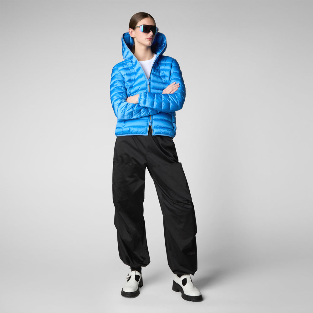 Save the duck PIUMINO ANIMAL FREE CON CAPPUCCIO DONNA ALEXIS BLU CERULEO Consegna Veloce