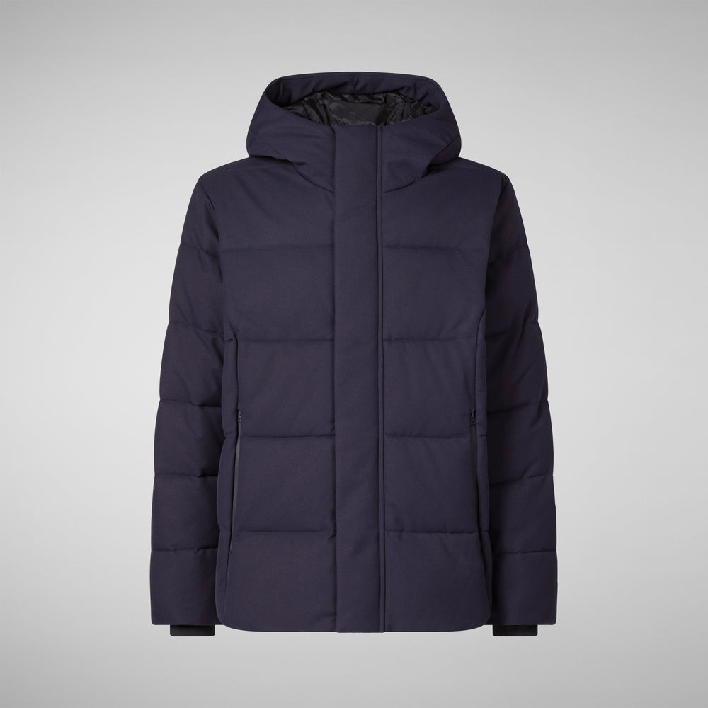 Save the duck PIUMINO ANIMAL FREE CON CAPPUCCIO UOMO FINNIAN BLU NERO Consegna Veloce