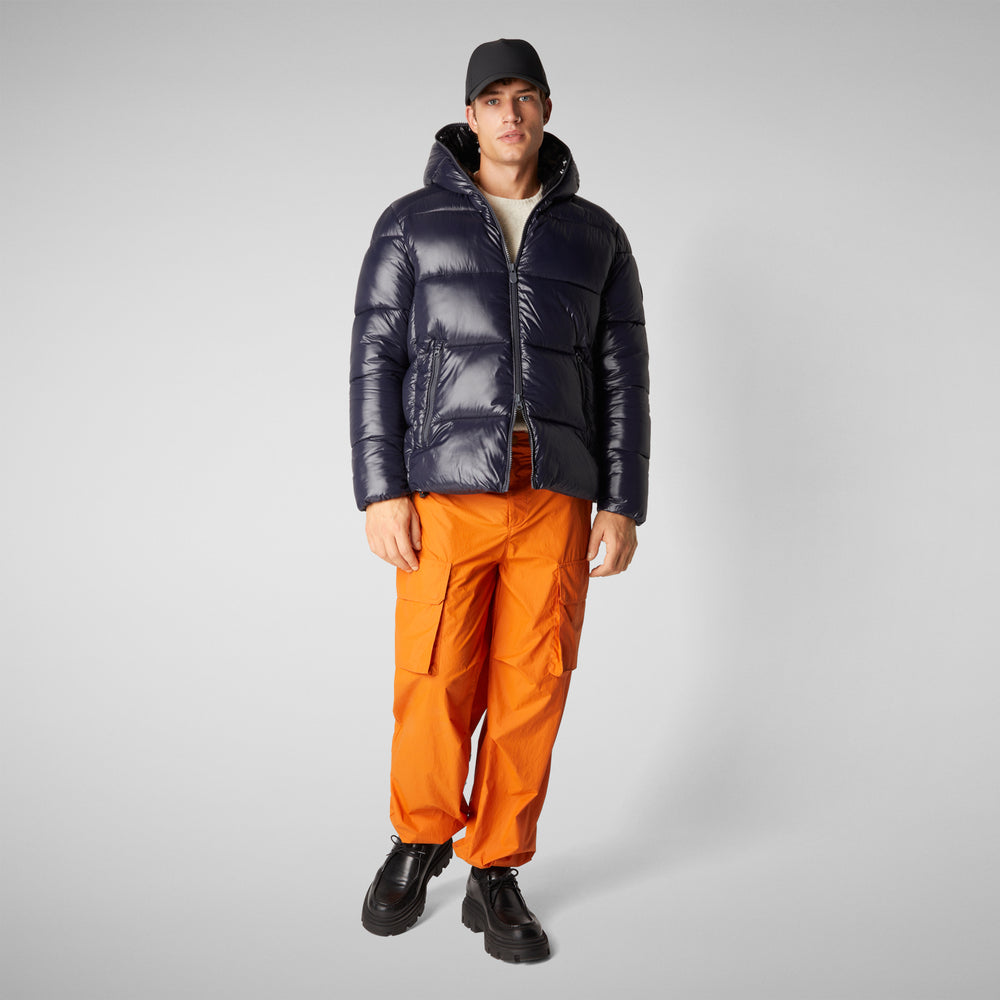 Save the duck PIUMINO ANIMAL FREE CON CAPPUCCIO UOMO EDGARD BLU NERO Promozione Limitata