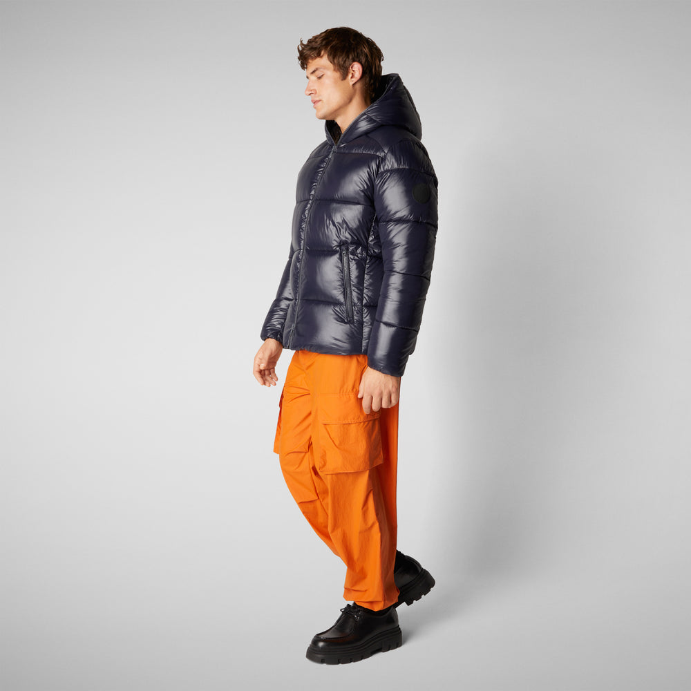 Save the duck PIUMINO ANIMAL FREE CON CAPPUCCIO UOMO EDGARD BLU NERO Promozione Limitata