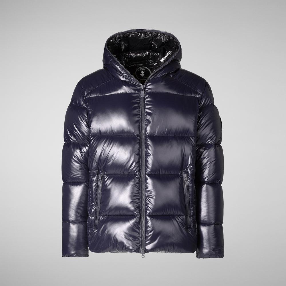 Save the duck PIUMINO ANIMAL FREE CON CAPPUCCIO UOMO EDGARD BLU NERO Promozione Limitata