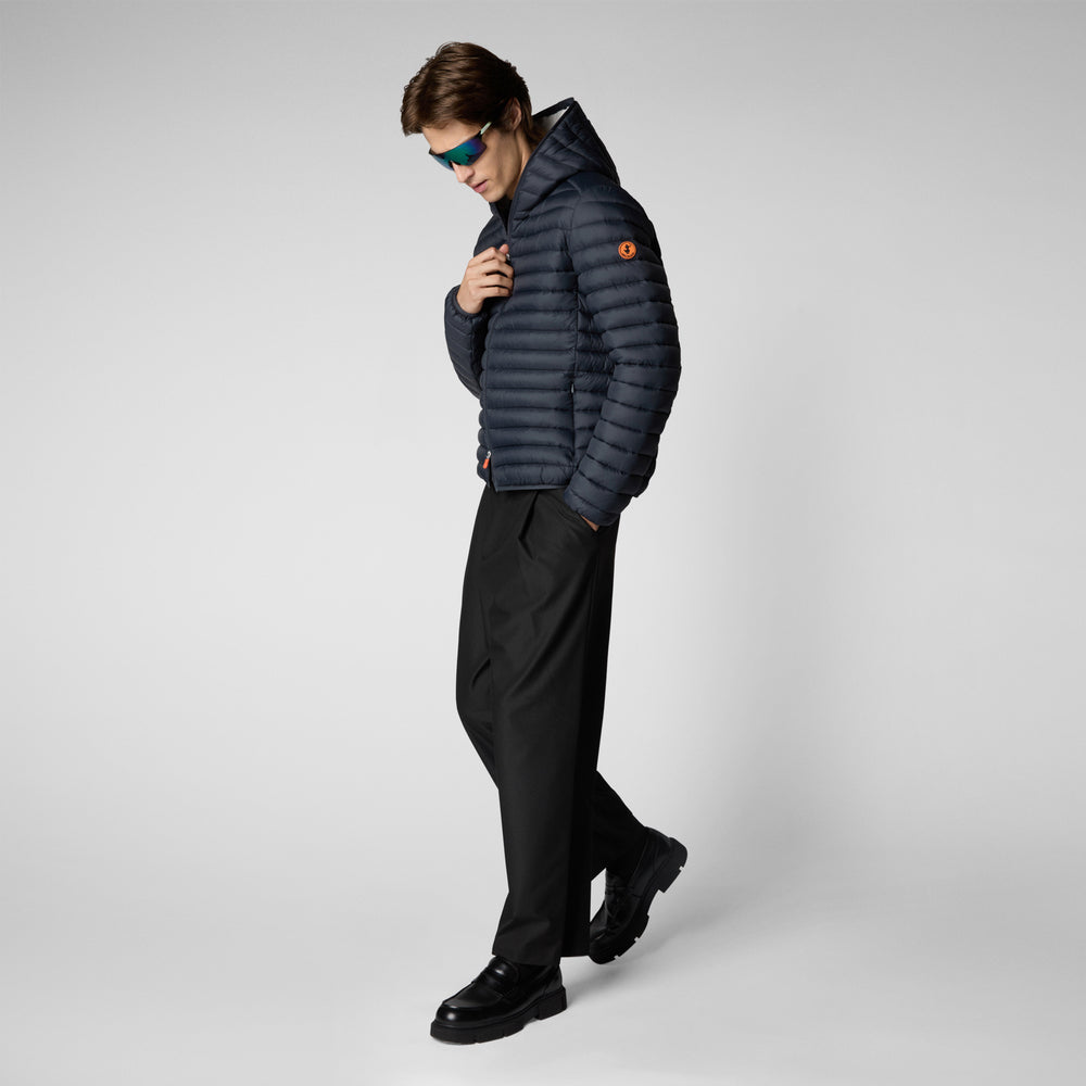 Save the duck PIUMINO ANIMAL FREE CON CAPPUCCIO UOMO DONALD GRIGIO NERO Prezzo Ridotto