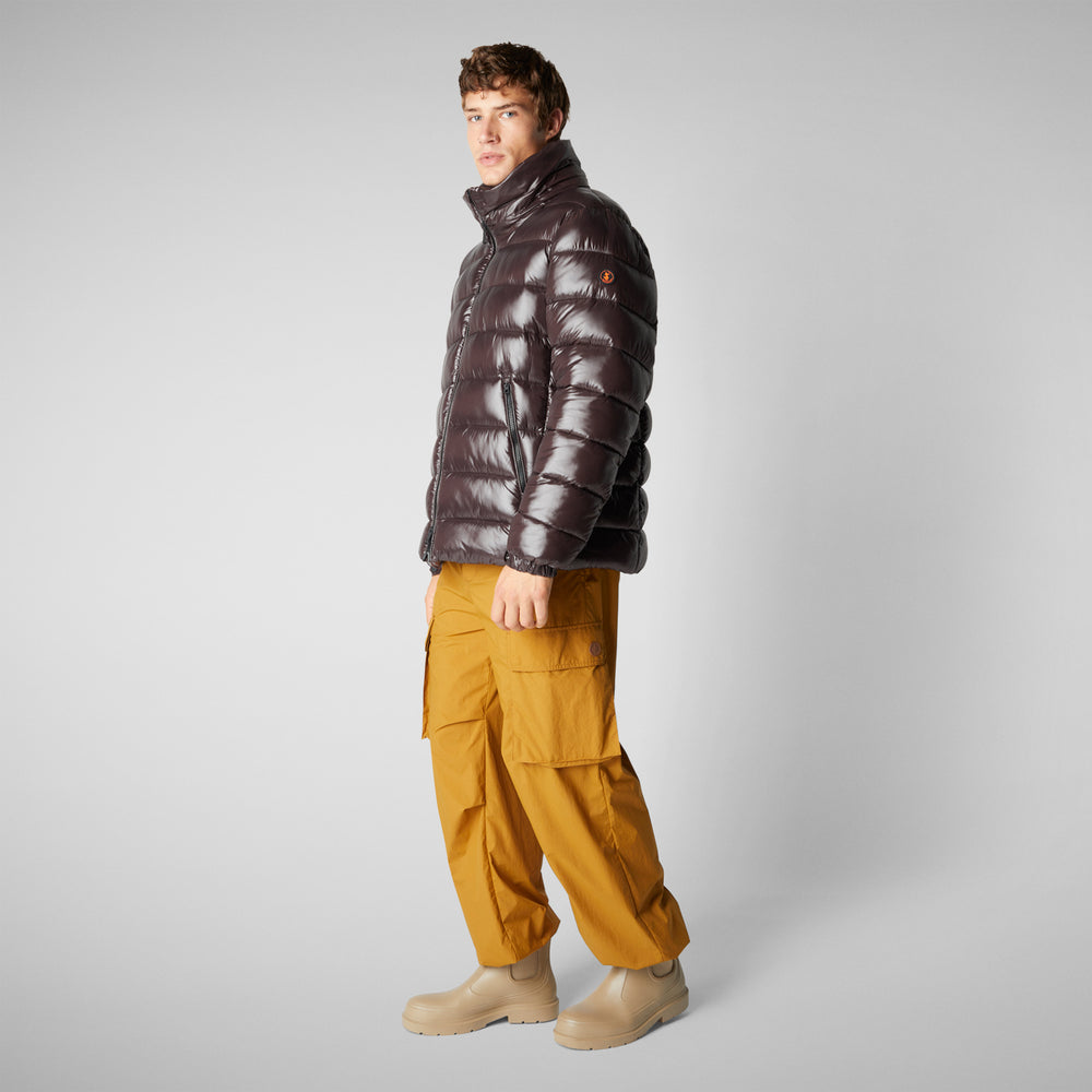 Save the duck PIUMINO ANIMAL FREE CON CAPPUCCIO UOMO FLORIAN MARRONE NERO Presa