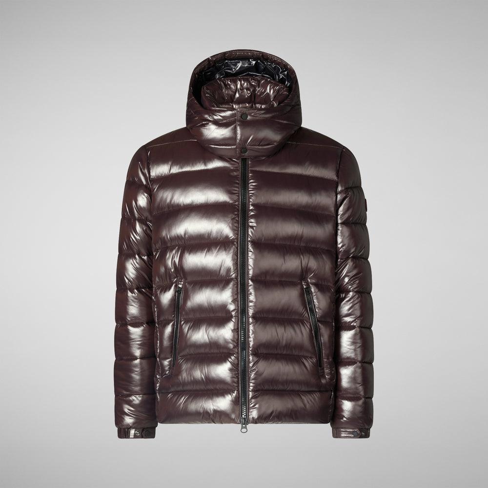 Save the duck PIUMINO ANIMAL FREE CON CAPPUCCIO UOMO FLORIAN MARRONE NERO Presa