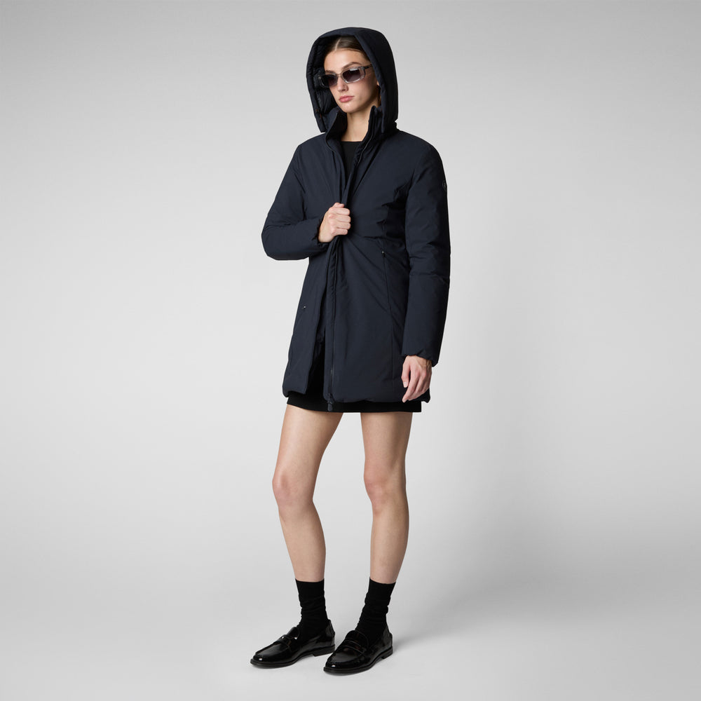 Save the duck PARKA DONNA CON CAPPUCCIO RACHEL BLU NERO Nuova