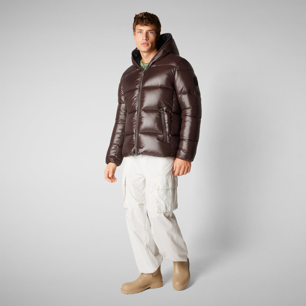 Save the duck PIUMINO ANIMAL FREE CON CAPPUCCIO UOMO EDGARD MARRONE NERO 2025