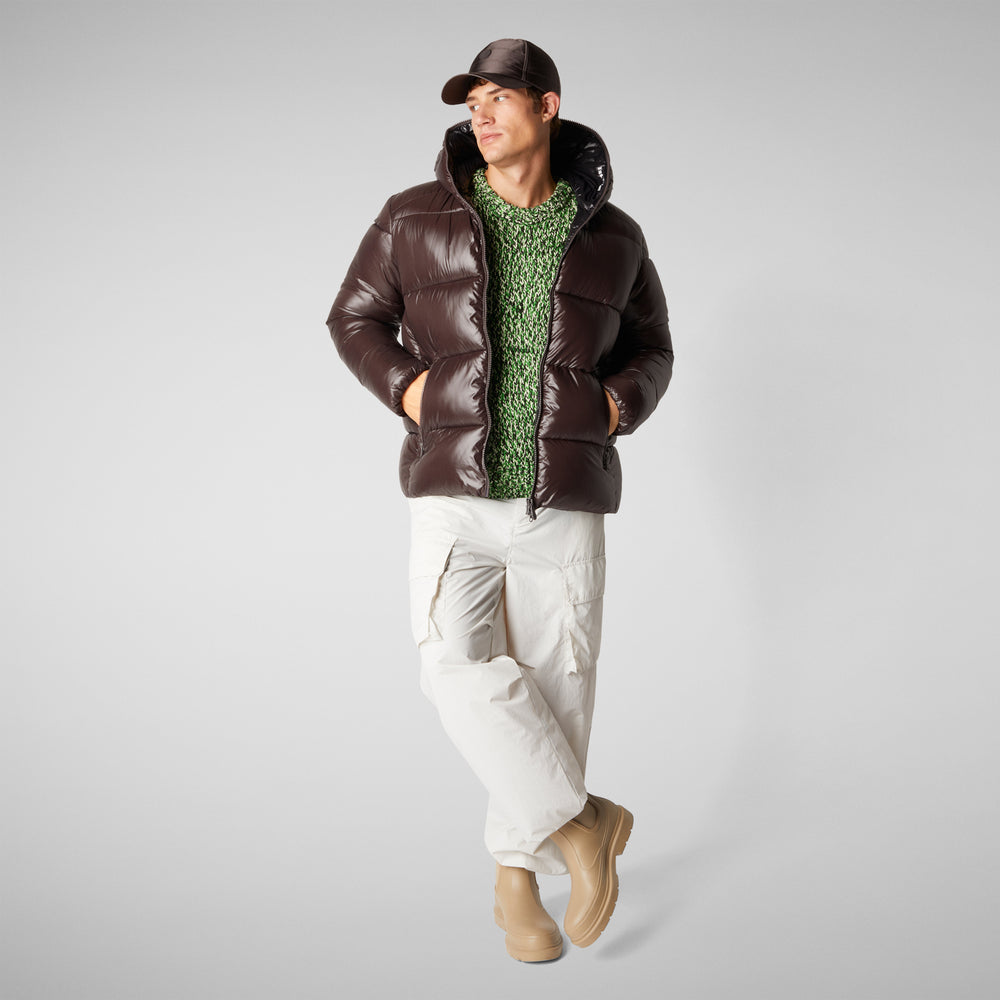 Save the duck PIUMINO ANIMAL FREE CON CAPPUCCIO UOMO EDGARD MARRONE NERO 2025
