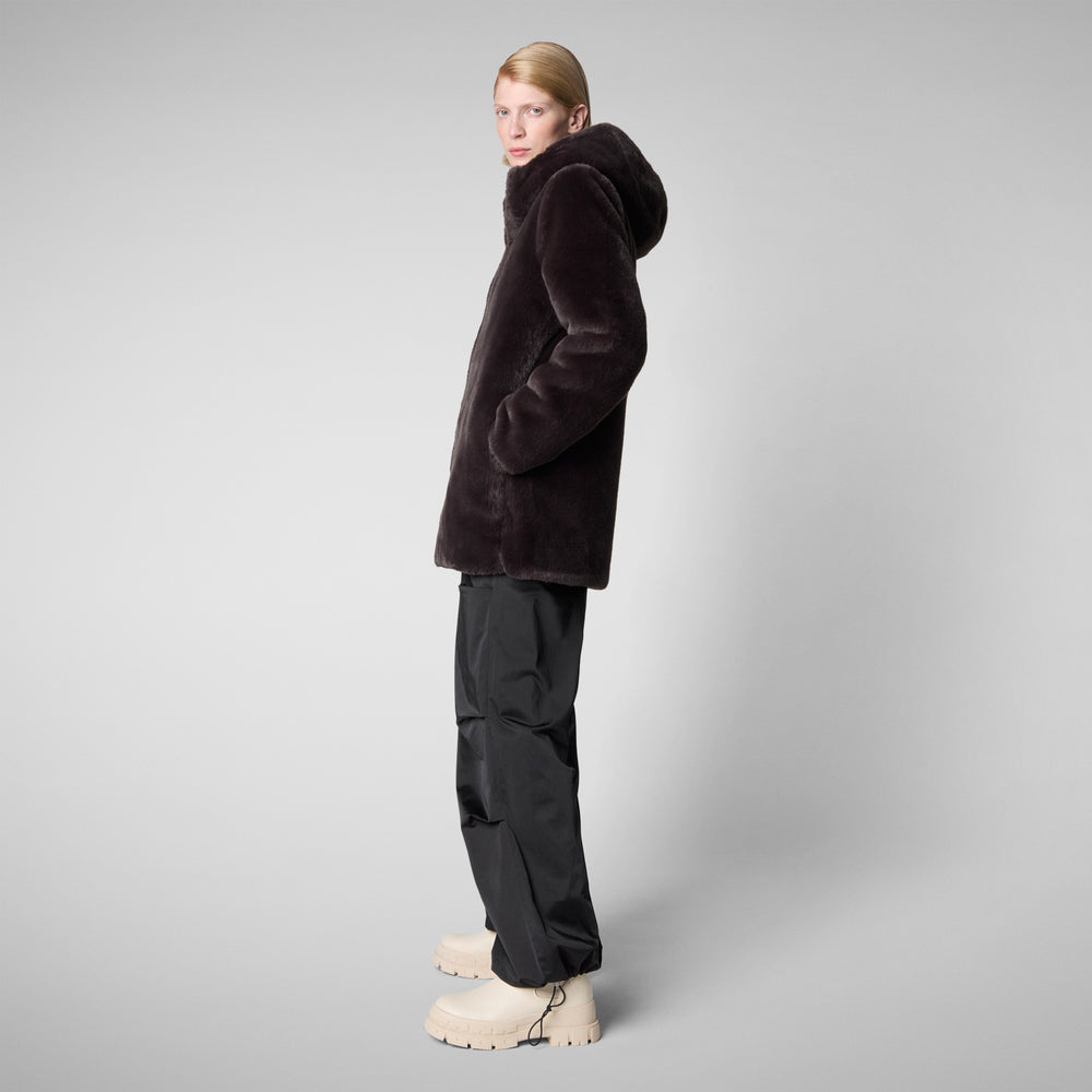 Save the duck GIACCA CON CAPPUCCIO DONNA BRIDGET BROWN NERO Trasporto libero internazionale
