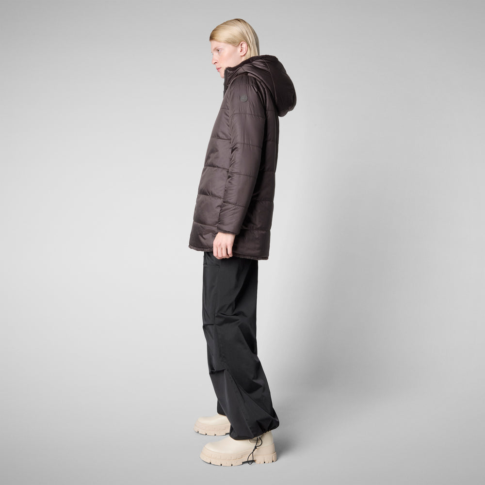 Save the duck GIACCA CON CAPPUCCIO DONNA BRIDGET BROWN NERO Trasporto libero internazionale