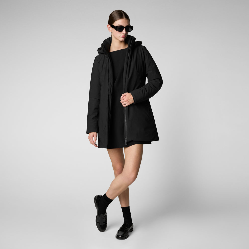 Save the duck giacca DONNA CON CAPPUCCIO LILA NERO Vendita Calda
