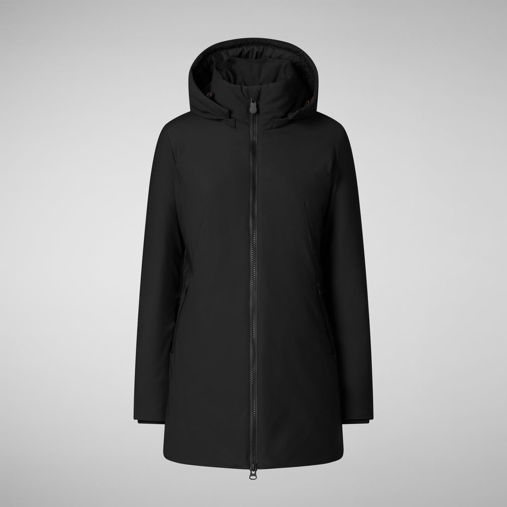 Save the duck giacca DONNA CON CAPPUCCIO LILA NERO Vendita Calda