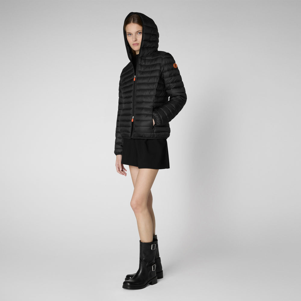 Save the duck Piumino animal free con cappuccio donna Daisy Nero Saldi Di Fabbrica