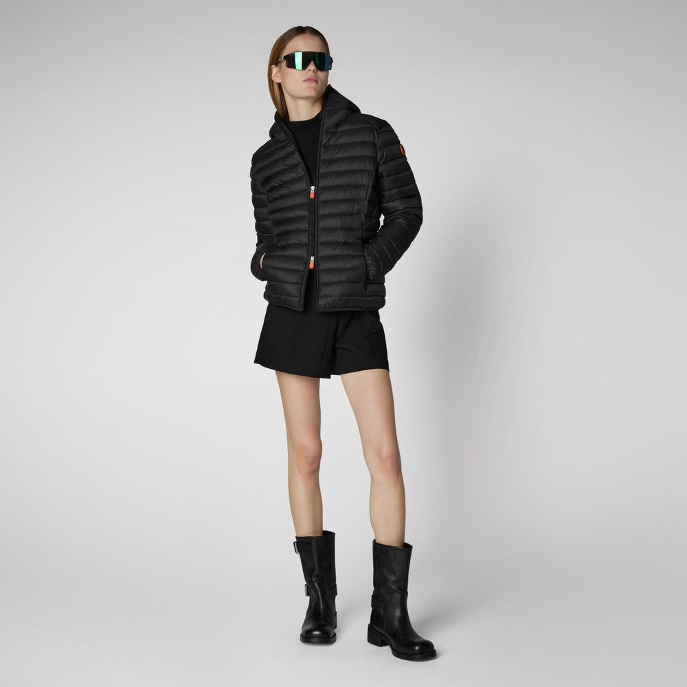 Save the duck Piumino animal free con cappuccio donna Daisy Nero Saldi Di Fabbrica