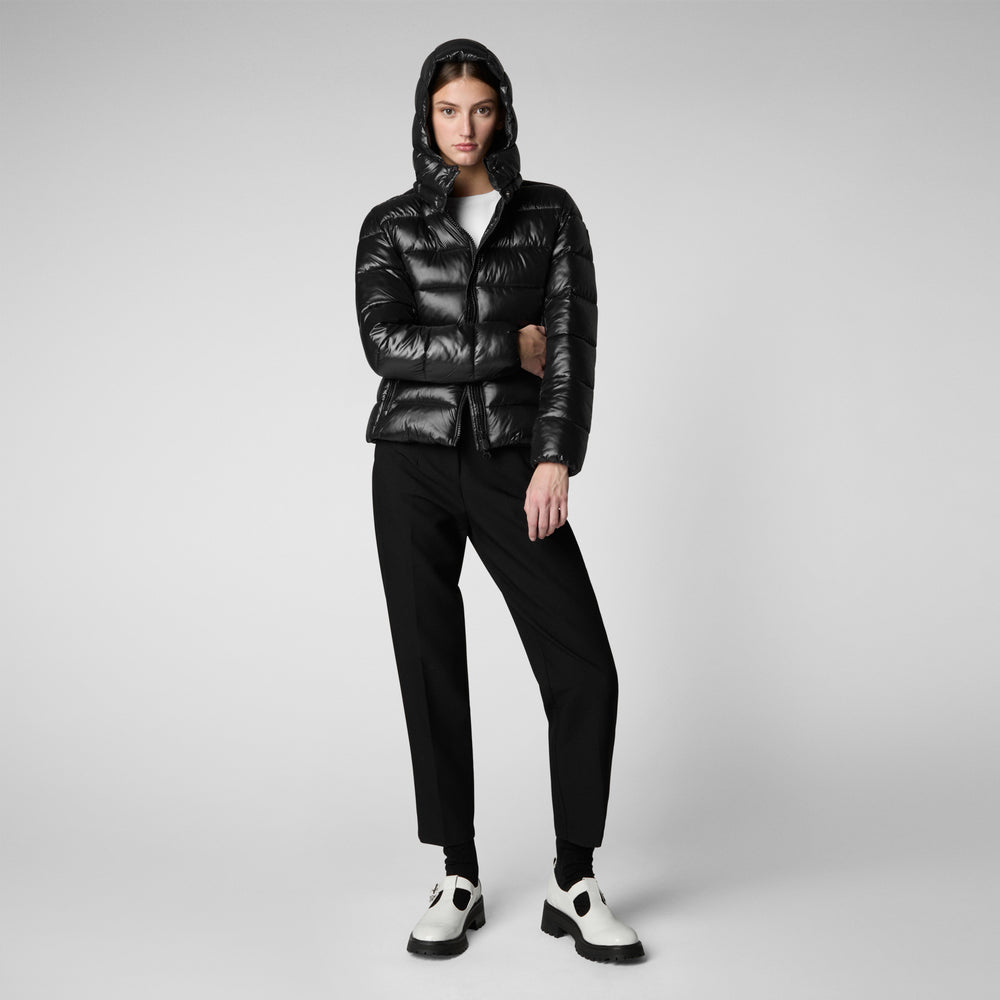 Save the duck PIUMINO ANIMAL FREE CON CAPPUCCIO DONNA COSMARY NERO 2025