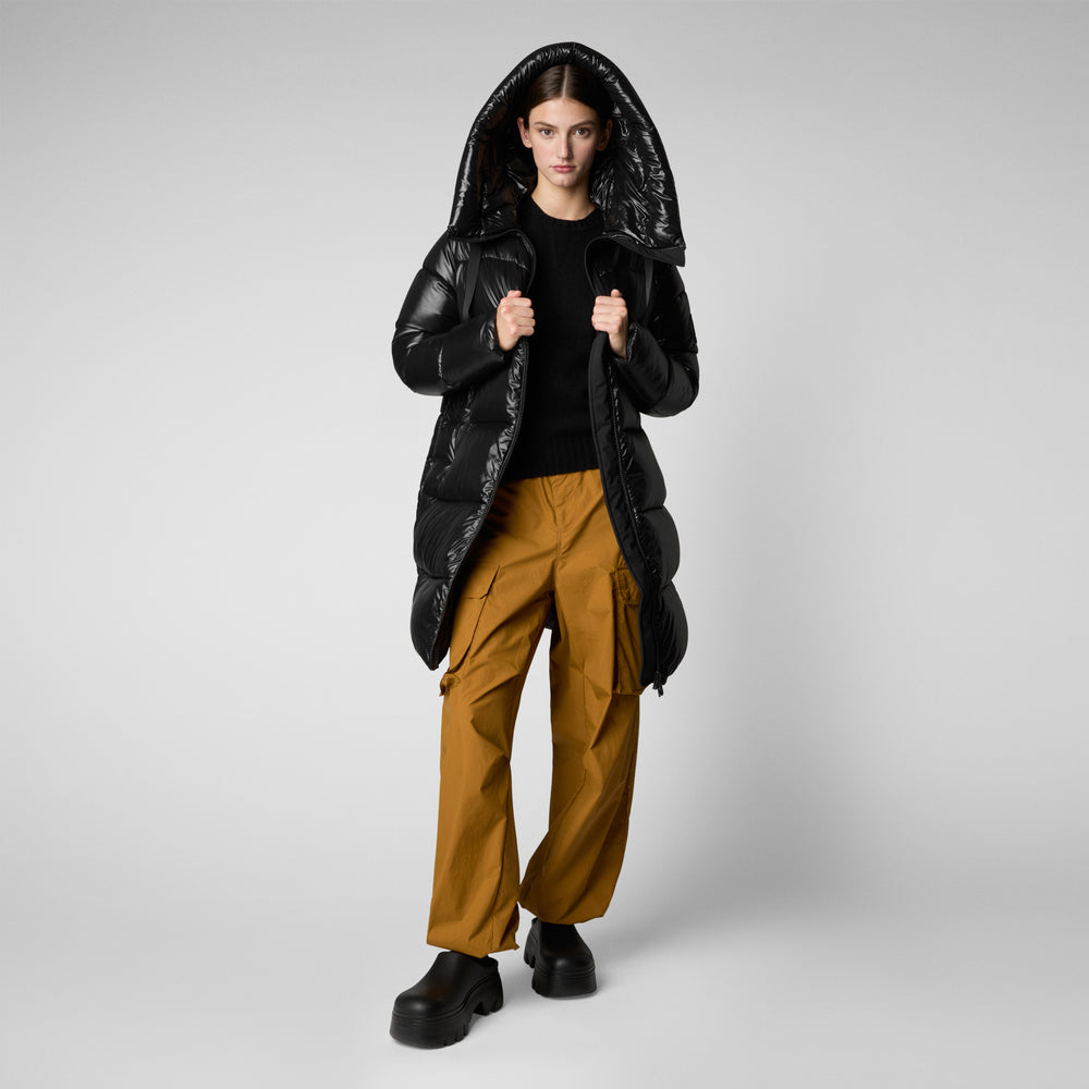 Save the duck PIUMINO ANIMAL FREE CON CAPPUCCIO DONNA ISABEL NERO Promozione Limitata