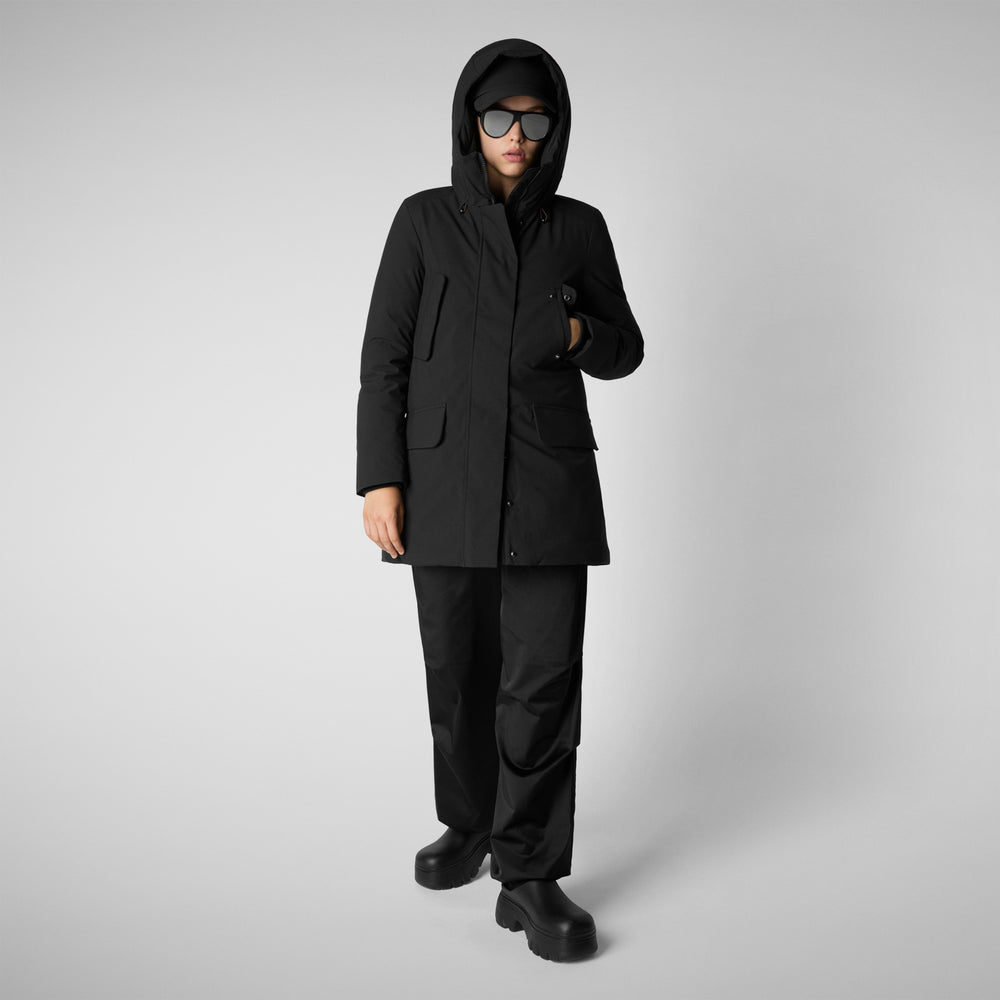 Save the duck PARKA DONNA CON CAPPUCCIO SOLEIL NERO Sottocosto