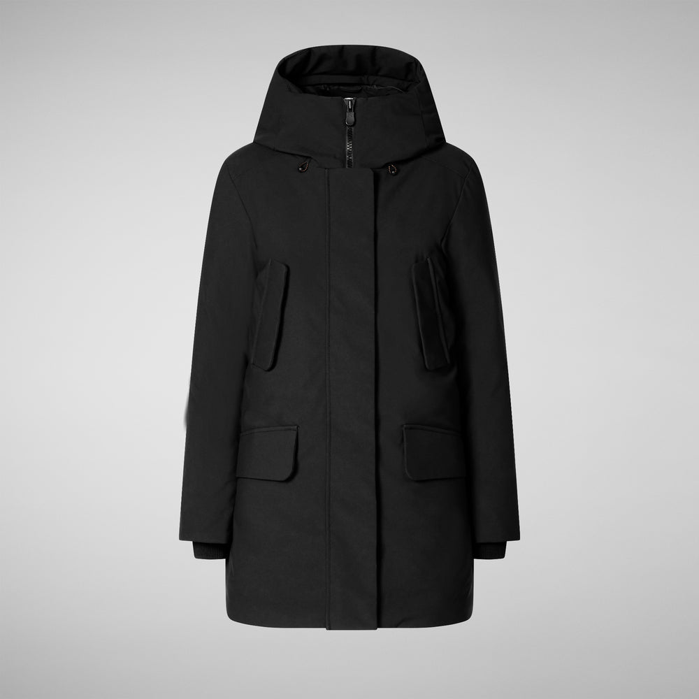 Save the duck PARKA DONNA CON CAPPUCCIO SOLEIL NERO Sottocosto