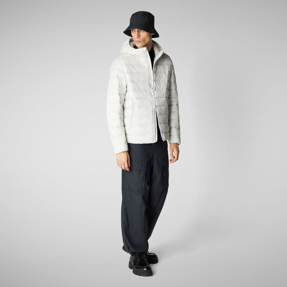 Save the duck PIUMINO ANIMAL FREE CON CAPPUCCIO UOMO HECTOR GRIGIO NEBBIA Saldi Di Fabbrica
