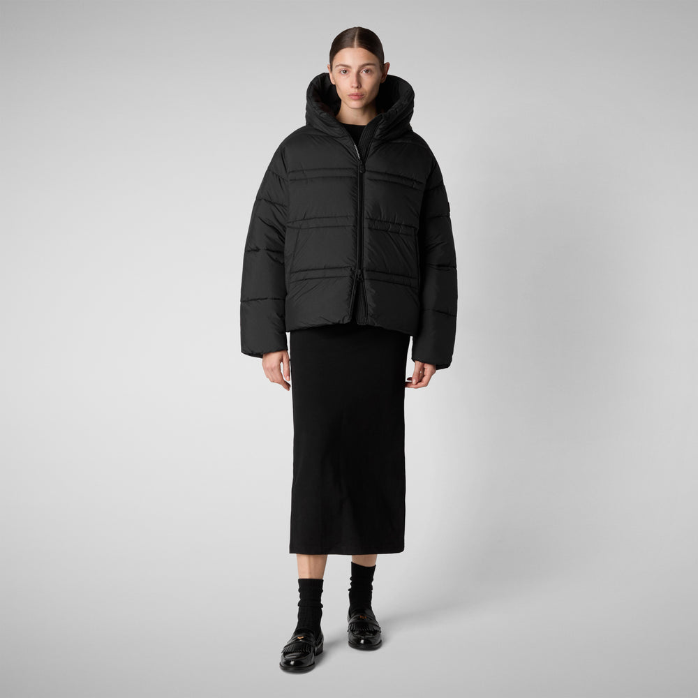 Save the duck PIUMINO ANIMAL FREE CON CAPPUCCIO DONNA KERI NERO