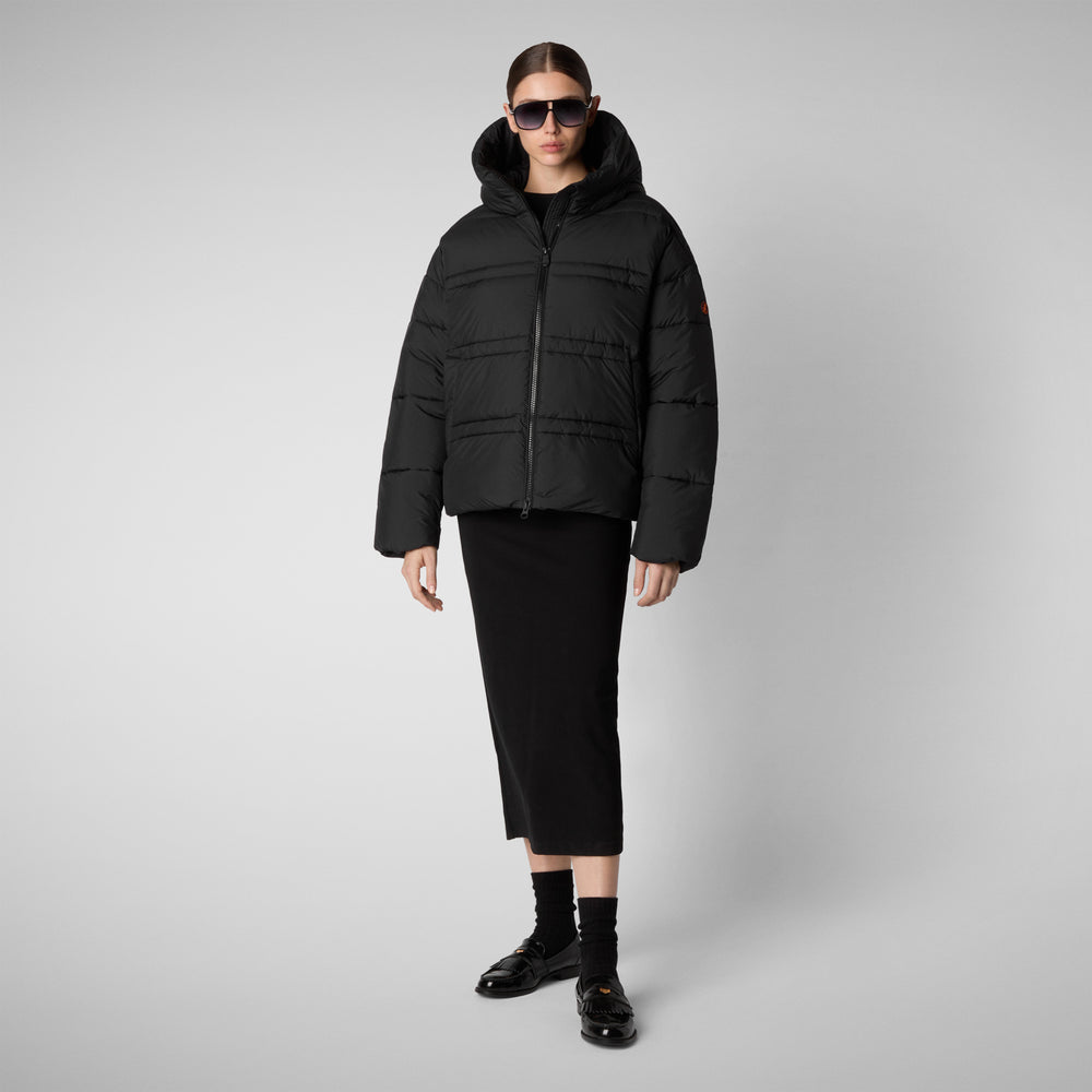Save the duck PIUMINO ANIMAL FREE CON CAPPUCCIO DONNA KERI NERO Nuova